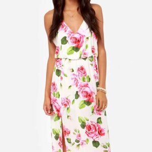 Lulu's Say No Amore Ivory Floral Print Maxi Dress